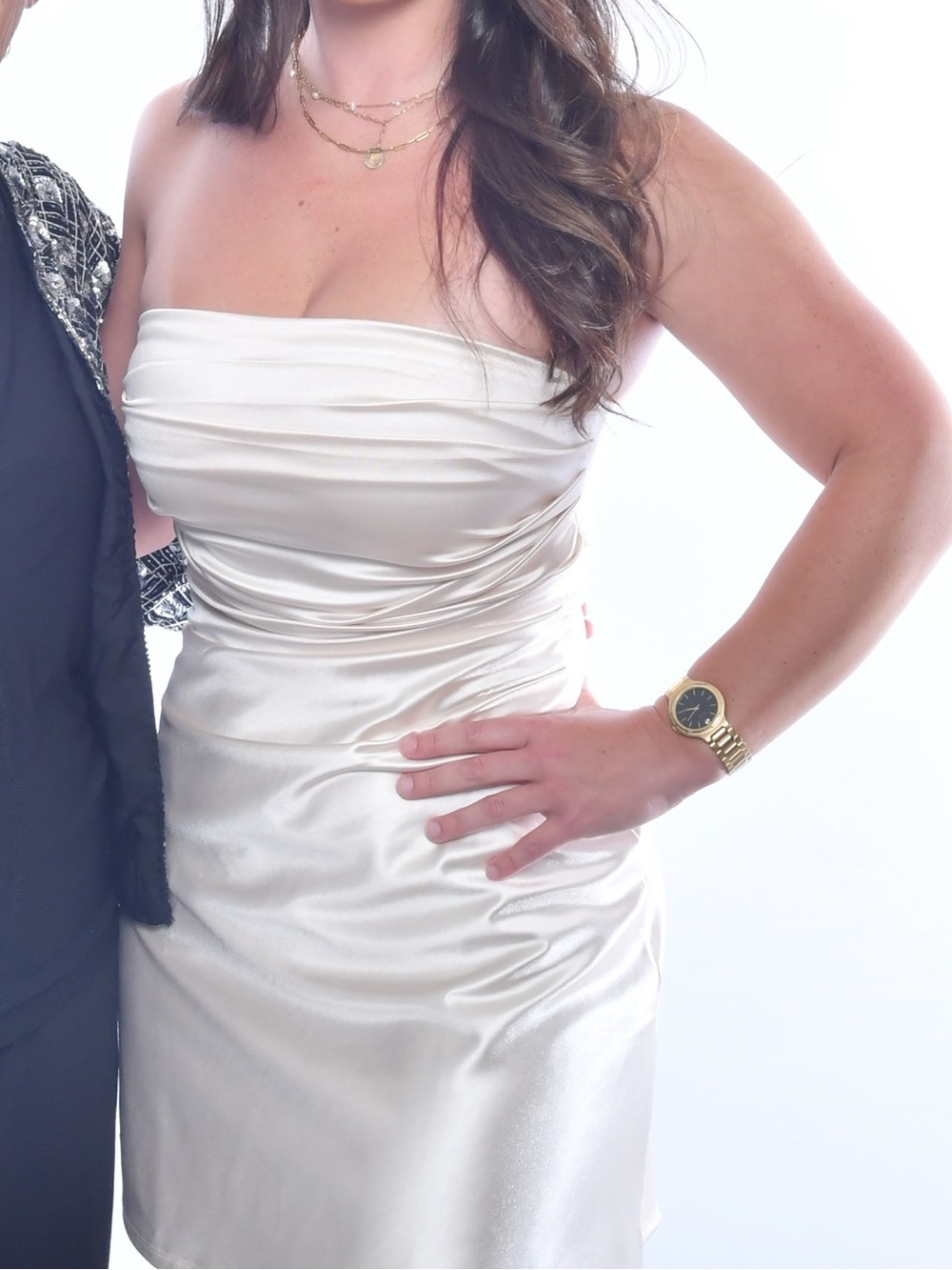 Windsor Ivory Strapless Satin Cocktail Dress